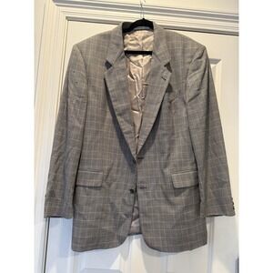 Hugo Boss Blazer 42L Loro Piana‎ Super 100s Wool Glen Check Plaid USA Saks 5th